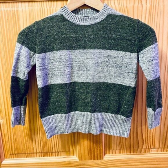 Gap LS forest green grey striped sweater shirt XS - Picture 1 of 6
